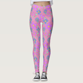 Pastellrosa Blume Doodle Dot Print Leggings