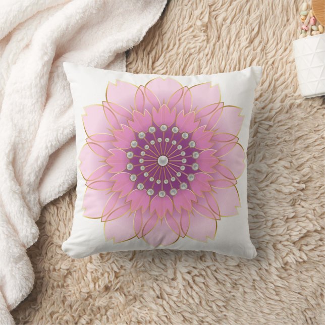 Pastellrosa Blume mit Perlen Kissen (Decke)