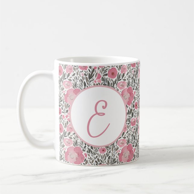 Pastellrosa Blumenmuster Kaffeetasse (Links)