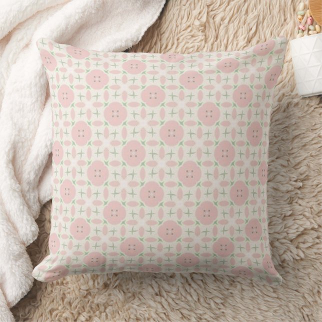 Pastellrosa Blumenmuster Kissen (Decke)