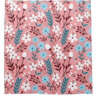 Pastellrosa Blumenmuster Nahtloses Muster. Duschvorhang