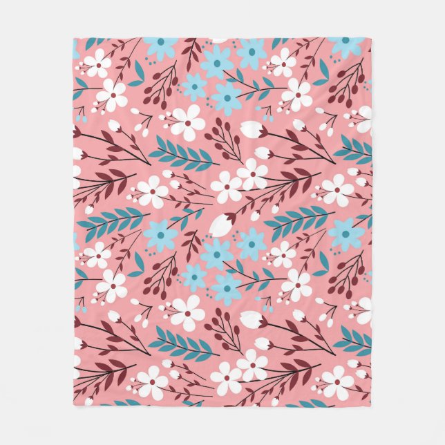 Pastellrosa Blumenmuster Nahtloses Muster. Fleecedecke (Vorderseite)