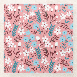 Pastellrosa Blumenmuster Nahtloses Muster. Glasuntersetzer