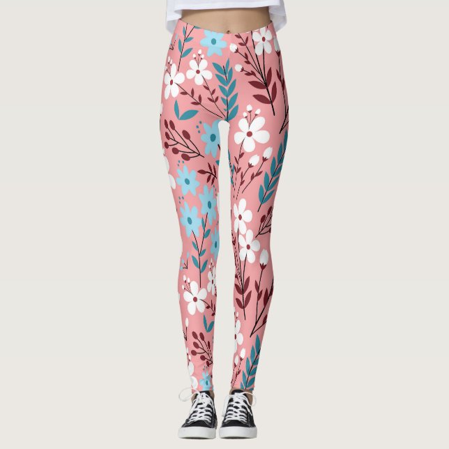 Pastellrosa Blumenmuster Nahtloses Muster. Leggings (Vorderseite)