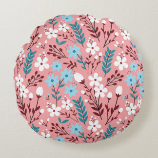 Pastellrosa Blumenmuster Nahtloses Muster. Rundes Kissen