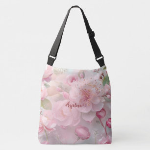 Pastellrosa Blumenweiches Elegantes Muster Persona Tragetaschen Mit Langen Trägern