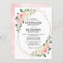 Pastellrosa Blush Rose Geometrische Hochzeit der B Einladung
