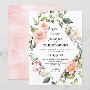 Pastellrosa Blush Rose Geometrische Hochzeit der B Einladung