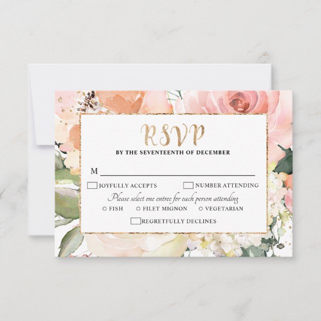 Pastellrosa Blush Rose Geometrische Hochzeit der B RSVP Karte (Vorderseite)