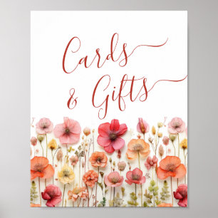 Pastellrosa Bohemische Wildblumen Karten und Gesch Poster
