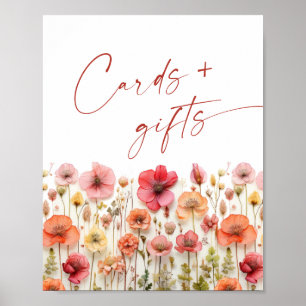 Pastellrosa Bohemische Wildblumen Karten und Gesch Poster