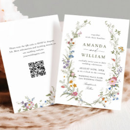 Pastellrosa Bohemische Wildblumen mit Blumen Hochz Einladung