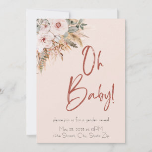 Pastellrosa Boho-Baby-Shower-Einladung Einladung