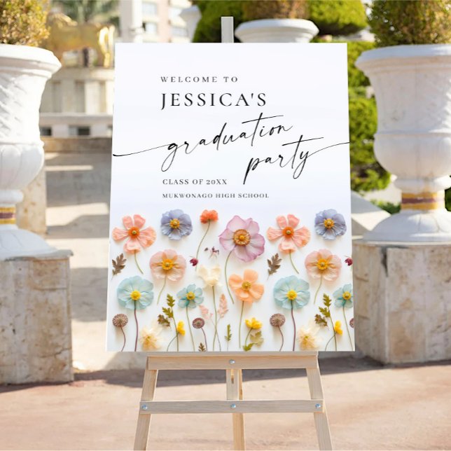 Pastellrosa Boho Wildblumen Abschlussfeier Poster (Von Creator hochgeladen)