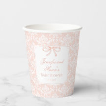 Pastellrosa Bugdamaske Babydusche Papierbecher