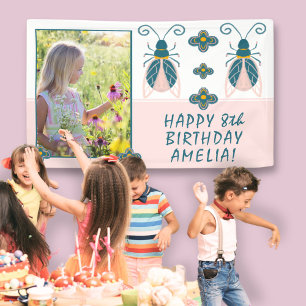 Pastellrosa Bugs Flowergirl Foto Geburtstag Banner