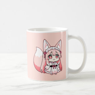 Pastellrosa Chibi-Fuchsmädchen-Kaffeetasse Kaffeetasse