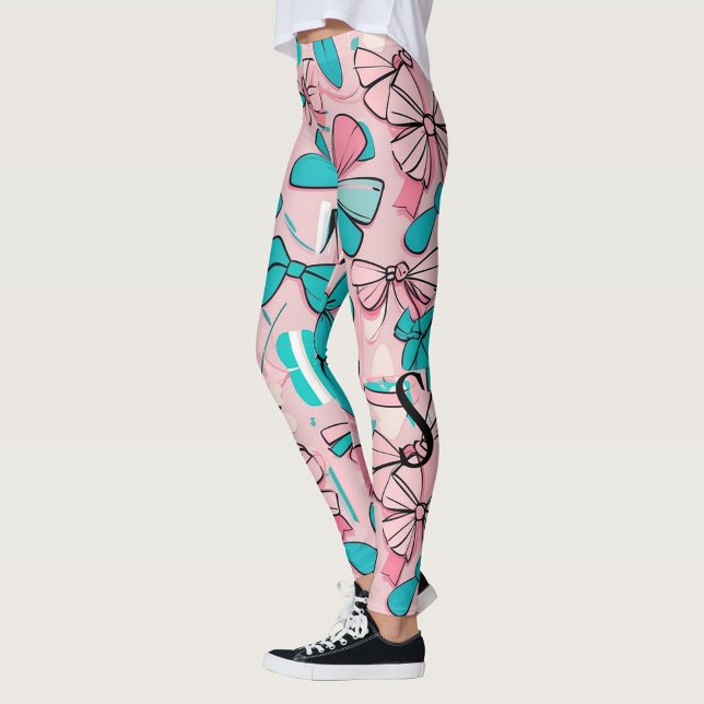 Pastellrosa Chic Bows Valentine's Day Monogramm Leggings (Von Creator hochgeladen)
