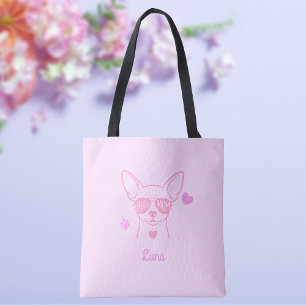 Pastellrosa Chihuahua-Tasche mit individuellem Nam
