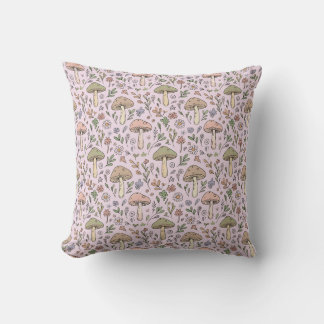 Pastellrosa Cottagecore Pilze Nahtloses Muster Kissen