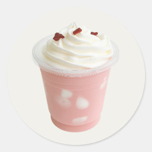 Pastellrosa Creme Dessert Cup Runder Aufkleber