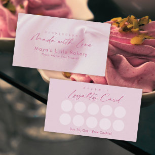 Pastellrosa-Creme-Schrift-Bäckerei-Treue Visitenkarte