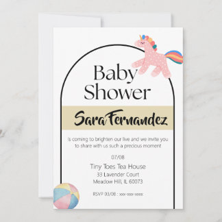 Pastellrosa Einhorn-Baby-Shower-Einladung Einladung