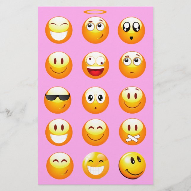 Pastellrosa Emoji Briefpapier (Vorderseite)