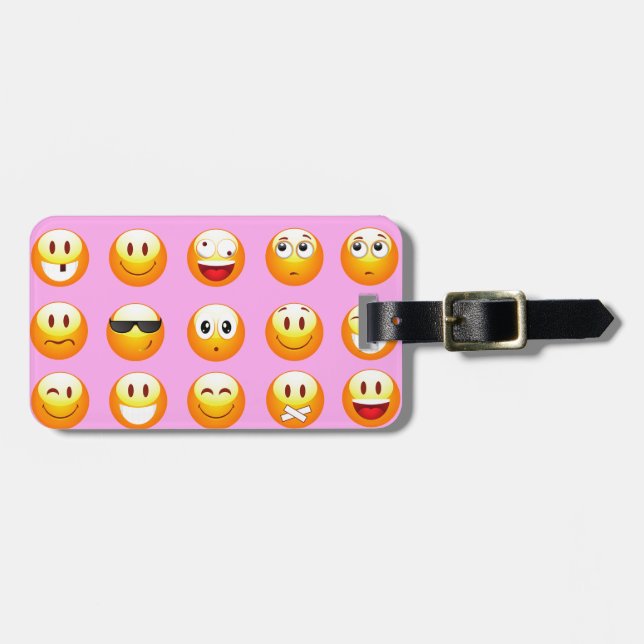 Pastellrosa Emoji Gepäckanhänger (Vorderseite horizontal)