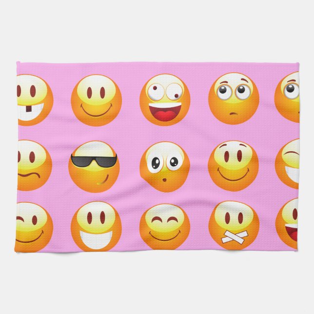 Pastellrosa Emoji Handtuch (Horizontal)