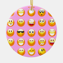 Pastellrosa Emoji Keramik Ornament