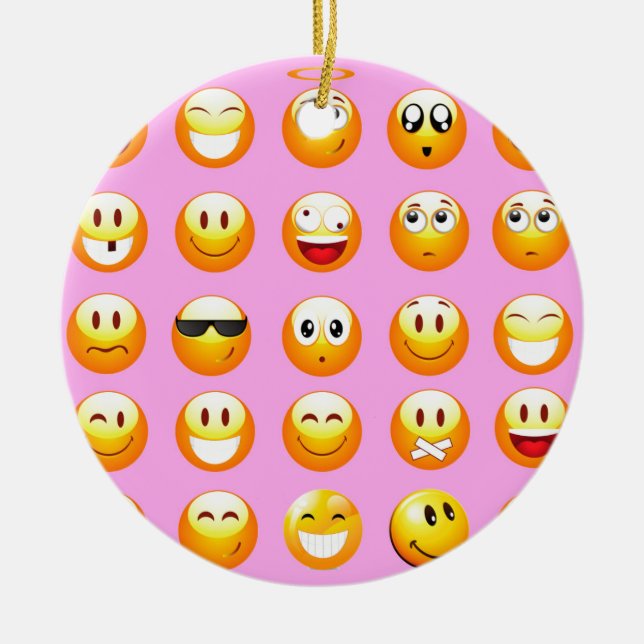 Pastellrosa Emoji Keramik Ornament (Vorne)