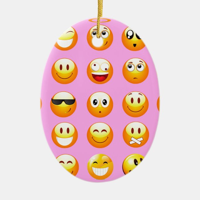 Pastellrosa Emoji Keramikornament (Vorne)