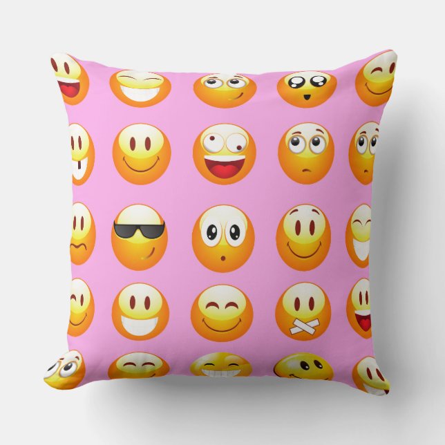Pastellrosa Emoji Kissen (Vorderseite)
