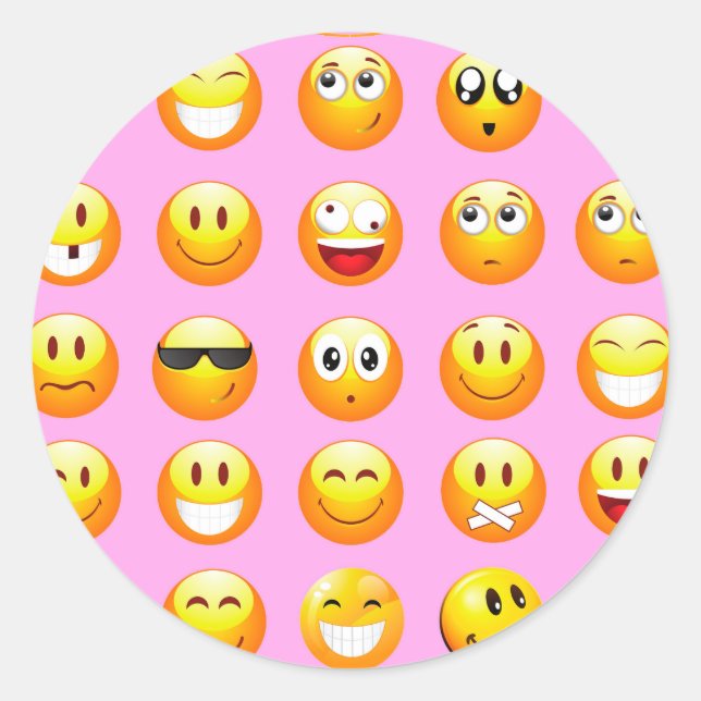 Pastellrosa Emoji Runder Aufkleber (Vorderseite)