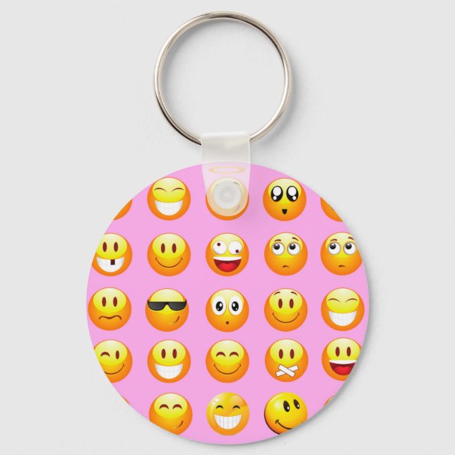 Pastellrosa Emoji Schlüsselanhänger (Vorderseite)