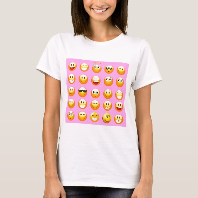 Pastellrosa Emoji T-Shirt (Vorderseite)