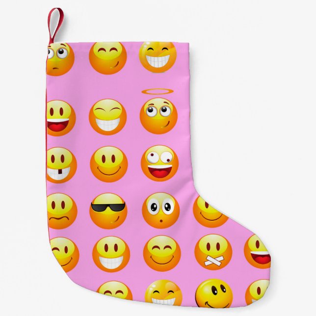 Pastellrosa Emoji Weihnachten Strumpf Kleiner Weihnachtsstrumpf (Vorderseite)