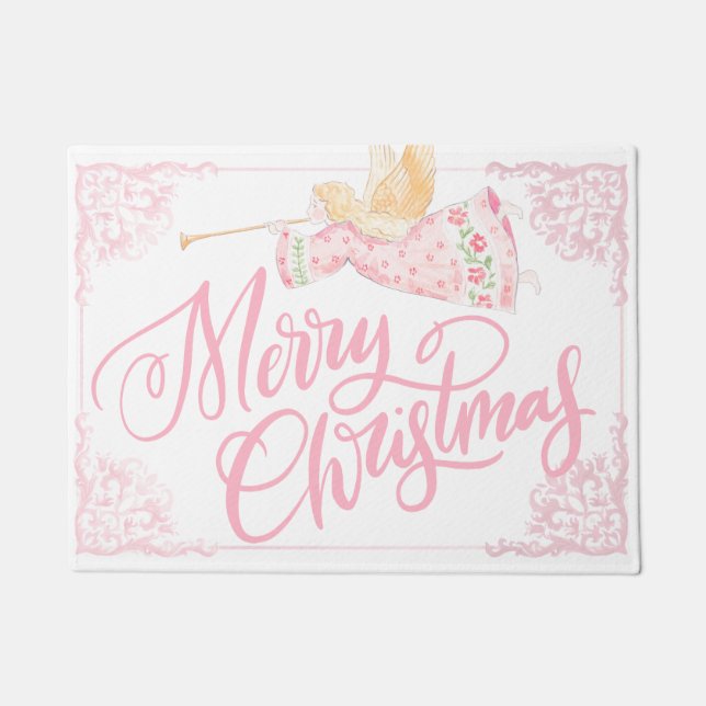Pastellrosa Engel Weihnachten Fußmatte (Vorderseite)