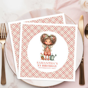 Pastellrosa Fantastische Feen Blumen 4. Geburtstag Serviette