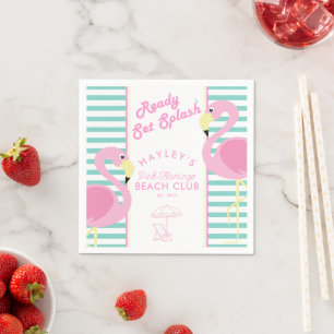 Pastellrosa Flamingo-Poolparty Serviette