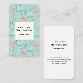 Pastellrosa Flamingos Grünes Muster Visitenkarte