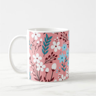 Pastellrosa florales nahtloses Muster. Kaffeetasse