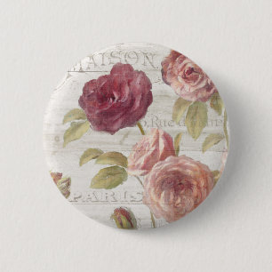 Pastellrosa-Franzose-Rosen Button