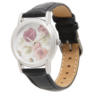 Pastellrosa Französische Rose Armbanduhr