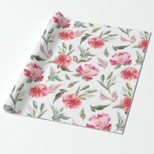 Pastellrosa Frühlingsblumen Muster Geschenkpapier