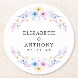 Pastellrosa, Gelb und Blau Runder Pappuntersetzer