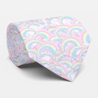 Pastellrosa Gelborange, Aqua Rainbow Stars Krawatte