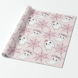Pastellrosa Gespenst Halloween Kawaii Muster Geschenkpapier