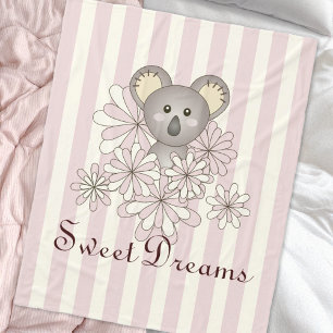 Pastellrosa gestreifte süße Baby-Koala-Mädchen-Kin Fleecedecke